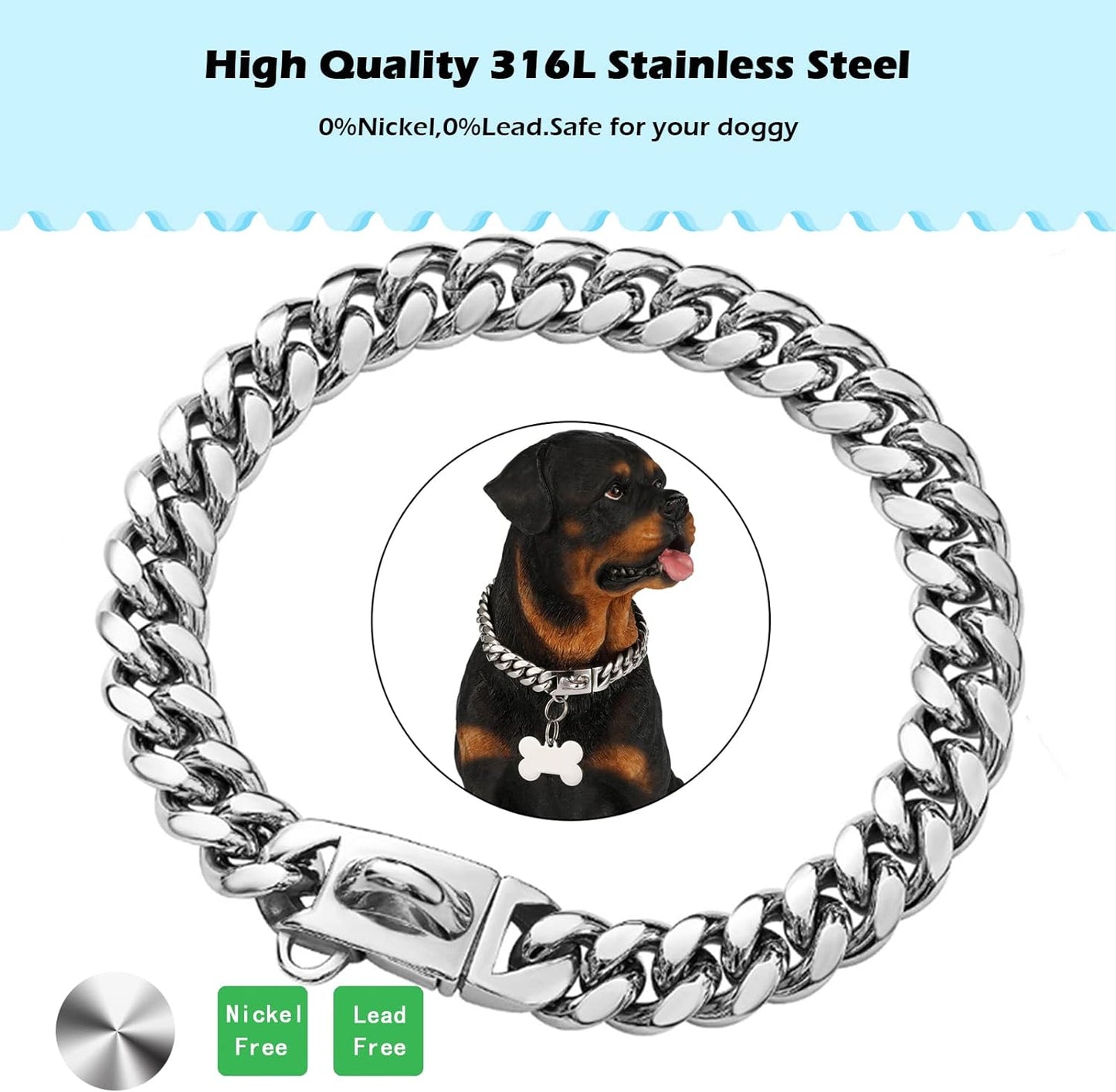 Edelstahl Kettenhundehalsband
