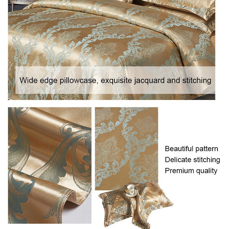 Europäisches Luxus-Satin-Jacquard Bettwäsche-Set mit 4 Teilen
