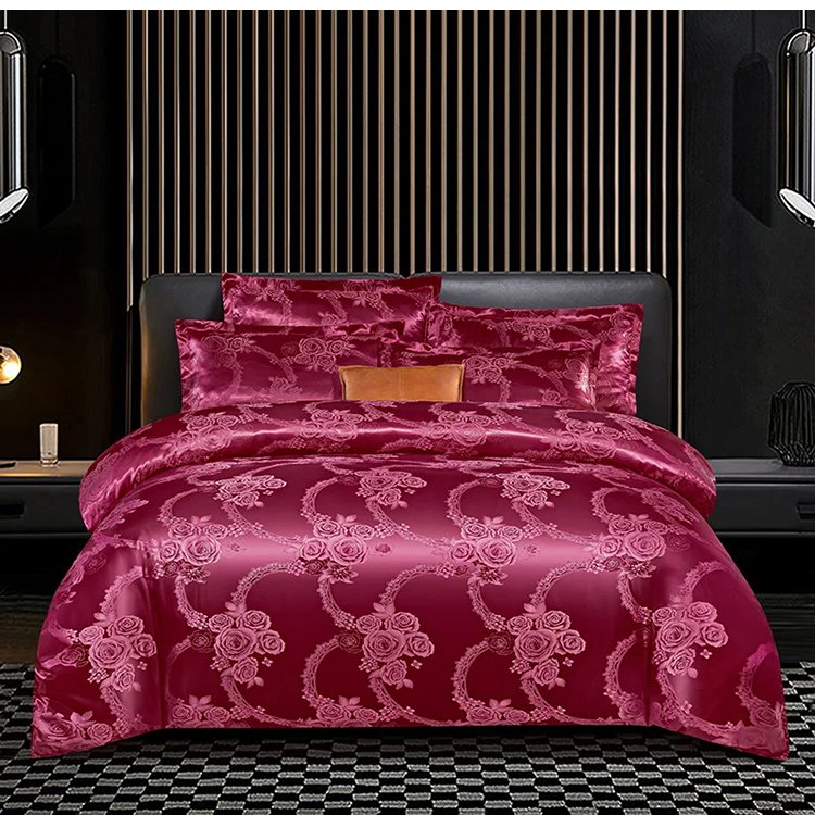 Europäisches Luxus-Satin-Jacquard Bettwäsche-Set mit 4 Teilen