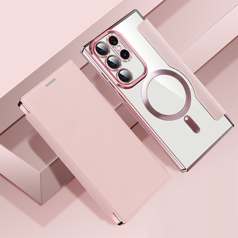 📱2024 Neue Leder strukturierte Flip Handytasche für Samsung