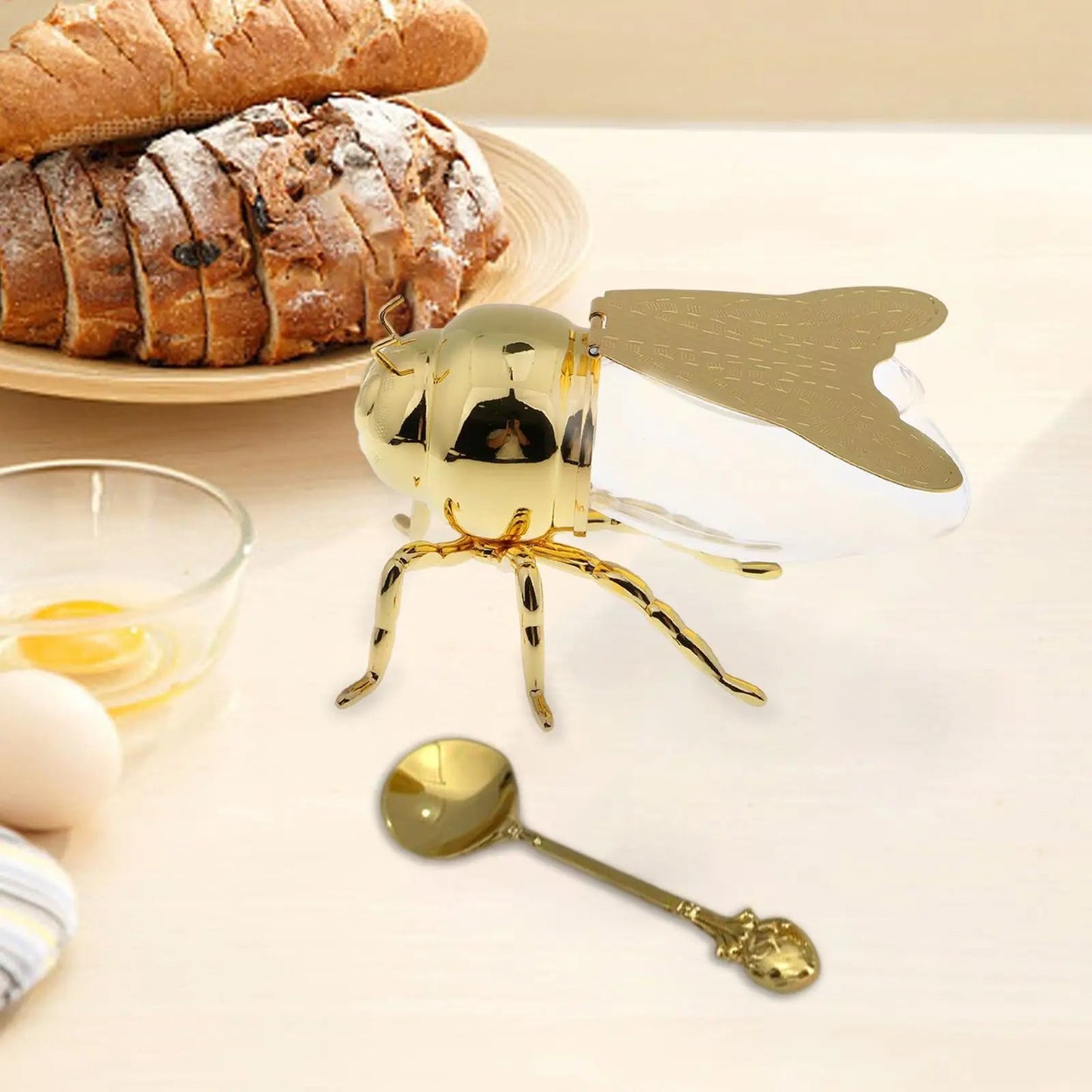 Eleganter bienenförmiger Honigtopf mit Löffel