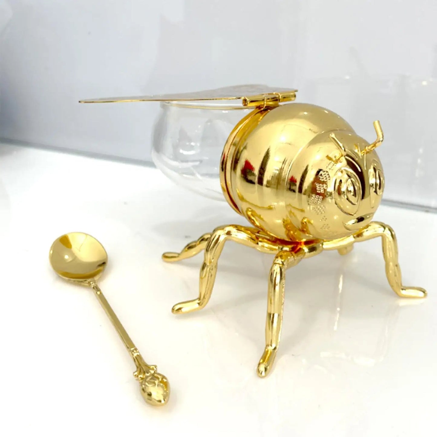 Eleganter bienenförmiger Honigtopf mit Löffel