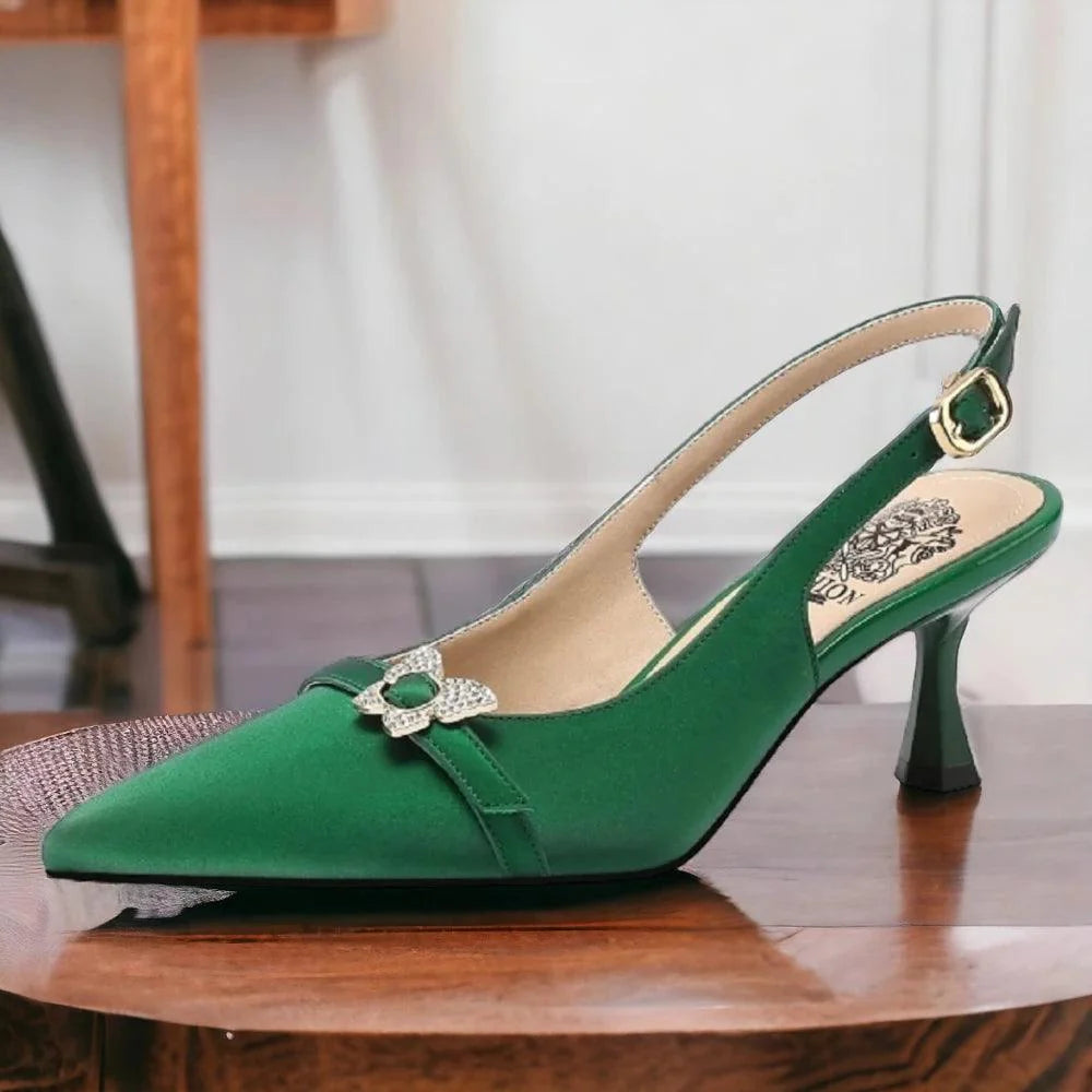 Damen Casual Schuhe - Leder Pumps - Dünne Mittel-Absatz Sandale