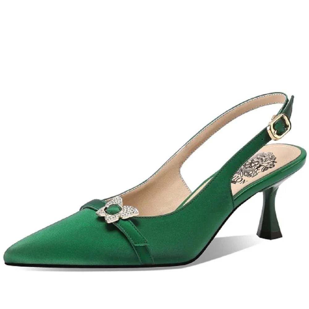 Damen Casual Schuhe - Leder Pumps - Dünne Mittel-Absatz Sandale