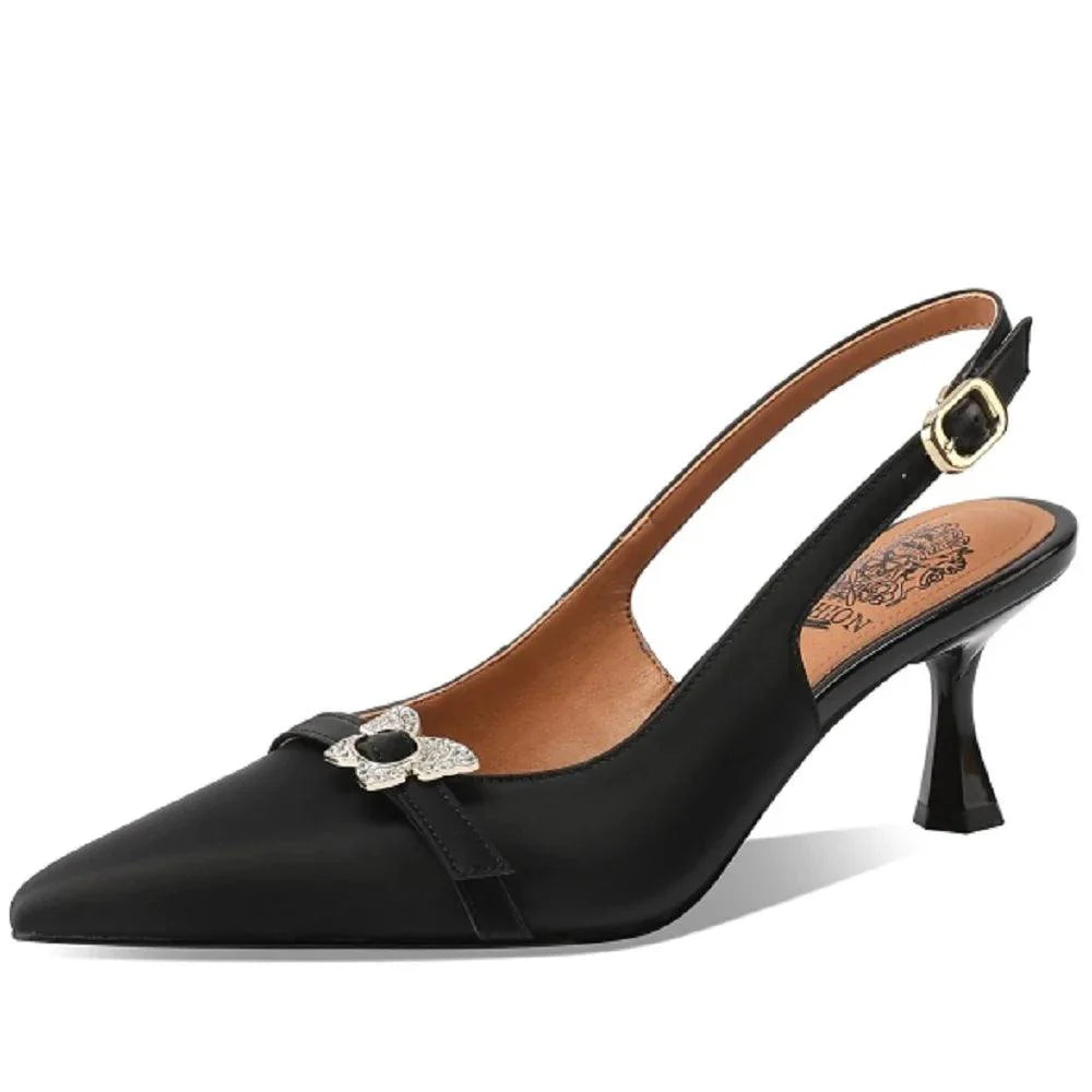 Damen Casual Schuhe - Leder Pumps - Dünne Mittel-Absatz Sandale