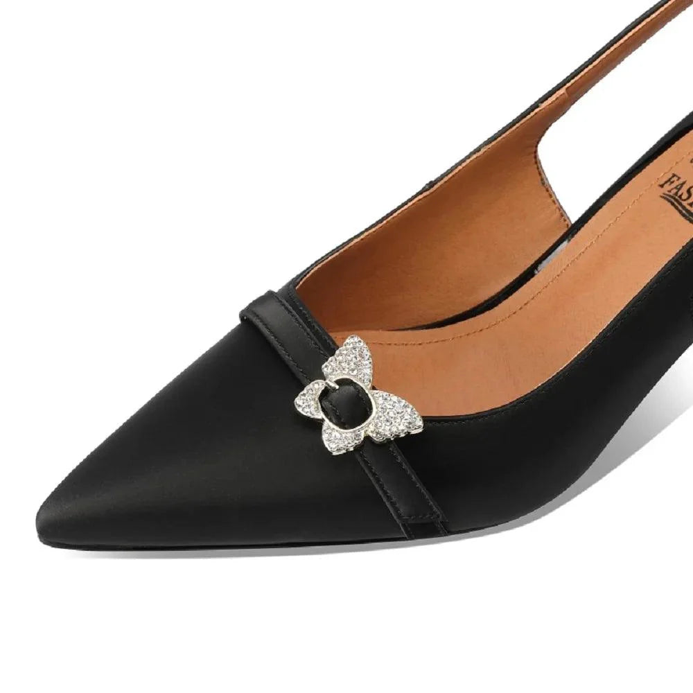 Damen Casual Schuhe - Leder Pumps - Dünne Mittel-Absatz Sandale