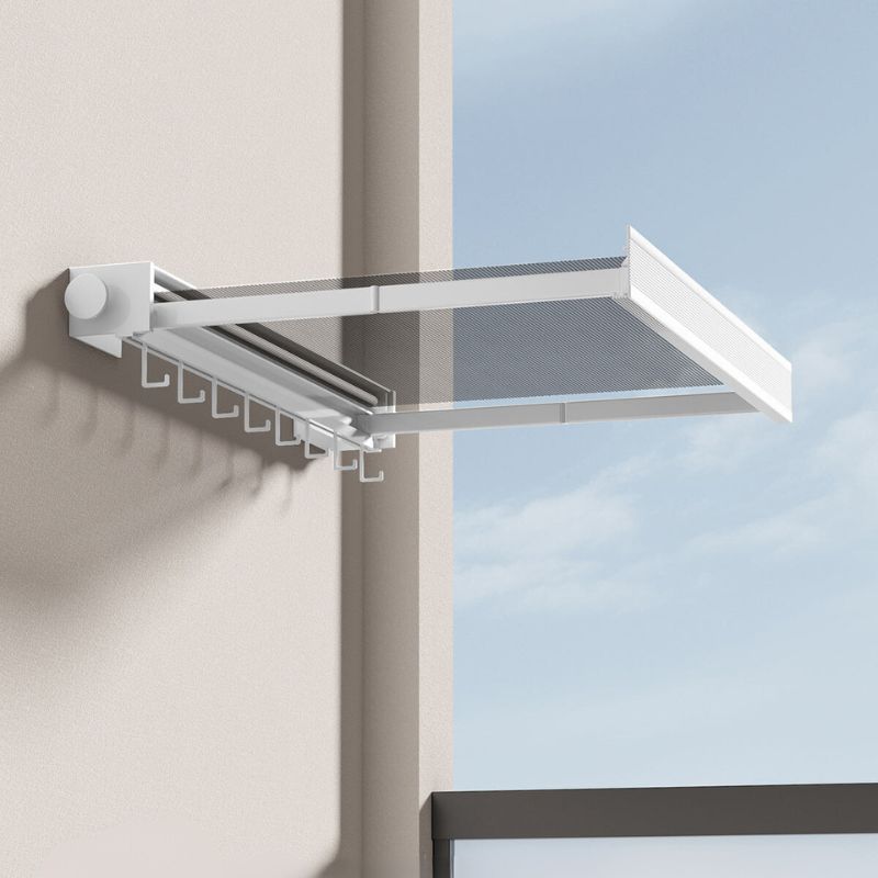 Sandsberg | Wandmontierter Wäschetrockenständer mit Gitterregal und Hakenleiste – Platzsparende Wäschelösung