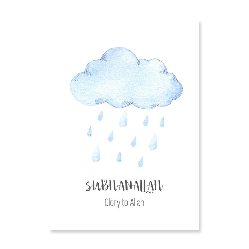 Islamic Ramadan Moon and Stars Children's Room - Canvas Wall Art Print