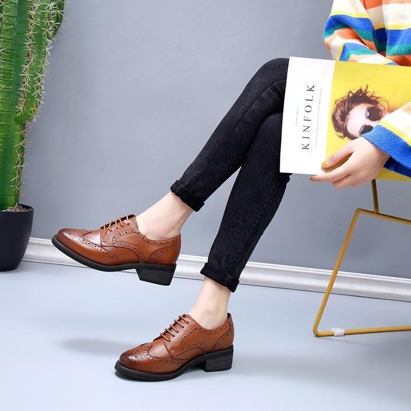 Damen Freizeit Schuhe Geschäfts Echtes Leder Oxford Schuhe