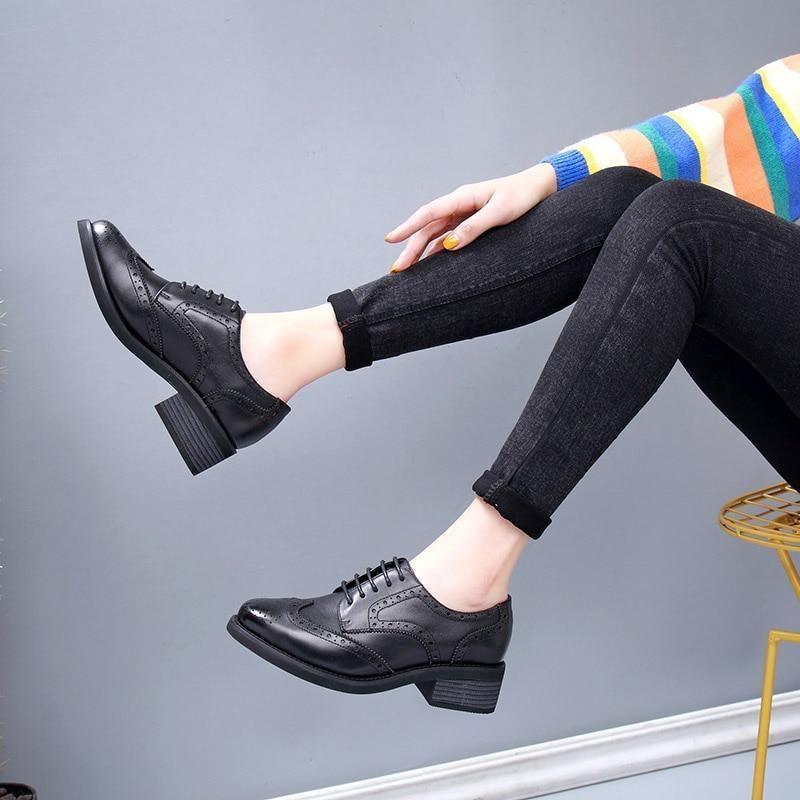 Damen Freizeit Schuhe Geschäfts Echtes Leder Oxford Schuhe