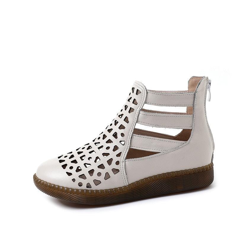 Casual Shoes: GP108 Hohl Flach Leder Sandalen Stiefel