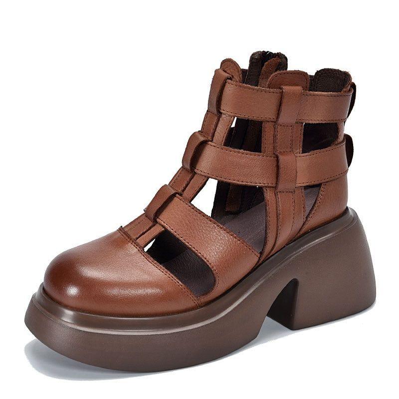 Casual Schuhe - Leder Gladiator Sandalen, Dicke Stiefel (FC119)