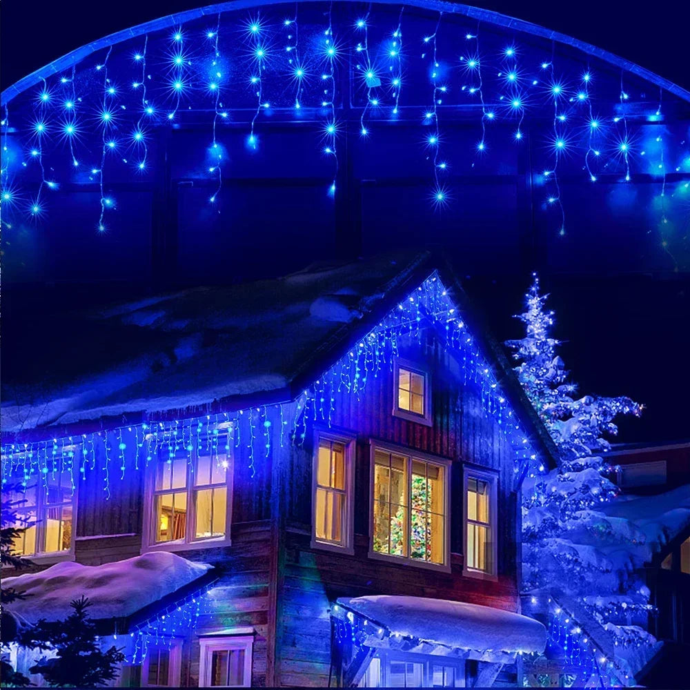 Bunte LED-Lichterketten für draußen – Weihnachts- und Neujahrsbeleuchtung für Zuhause und Garten
