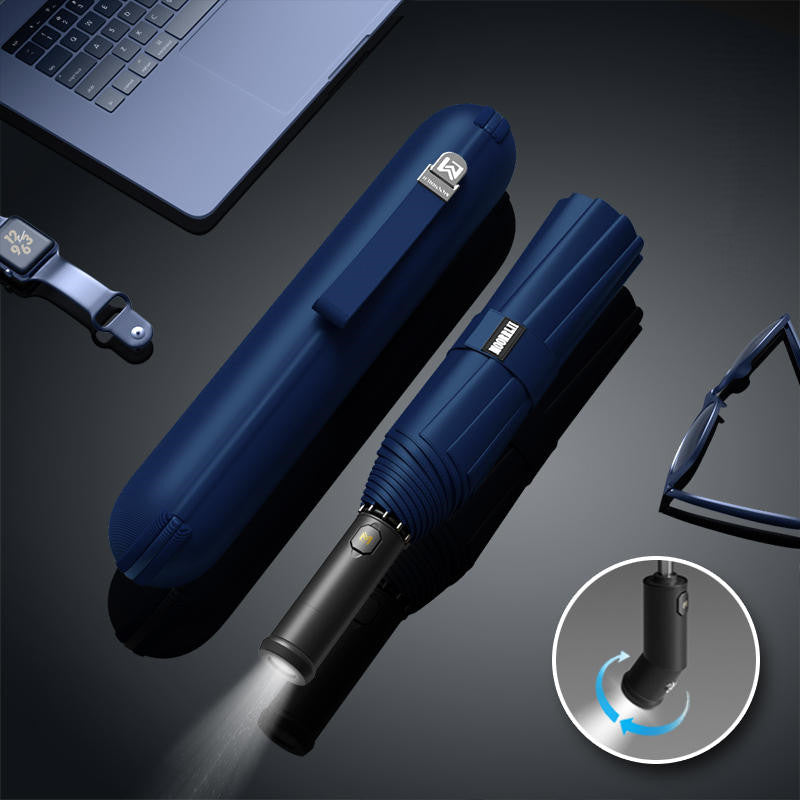 Sandsberg | Vollautomatischer Faltregenschirm mit rotierendem LED-Licht