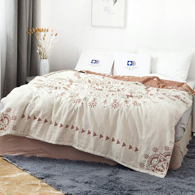 Chic Mandala Wendbare Baumwollsteppdecke mit Blumenmuster