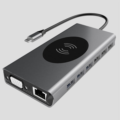 Sandsberg | Tragbarer 15-in-1 USB C Hub Adapter, mit Wireless Charging Board, 4K USB C zu HDMI, SD/TF Kartenleser und Ethernet