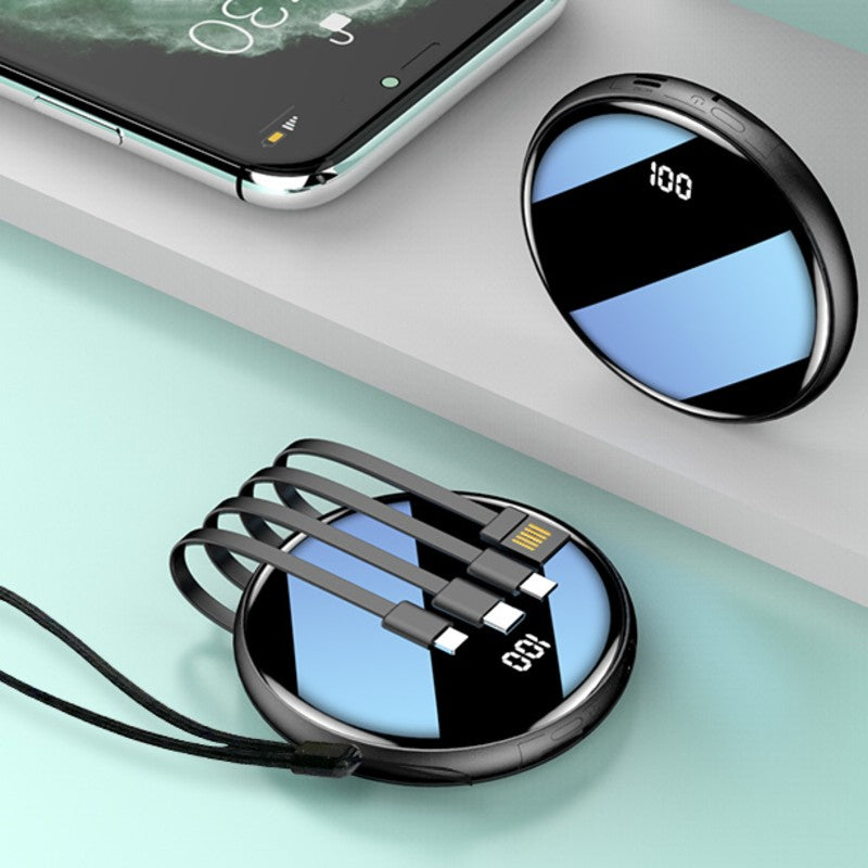 Sandsberg | 20000mAh Ultradünne Tragbare Powerbank, mit LED-Akkuanzeige und integrierten Ladekabeln, für Reisen, Arbeit & Mehr