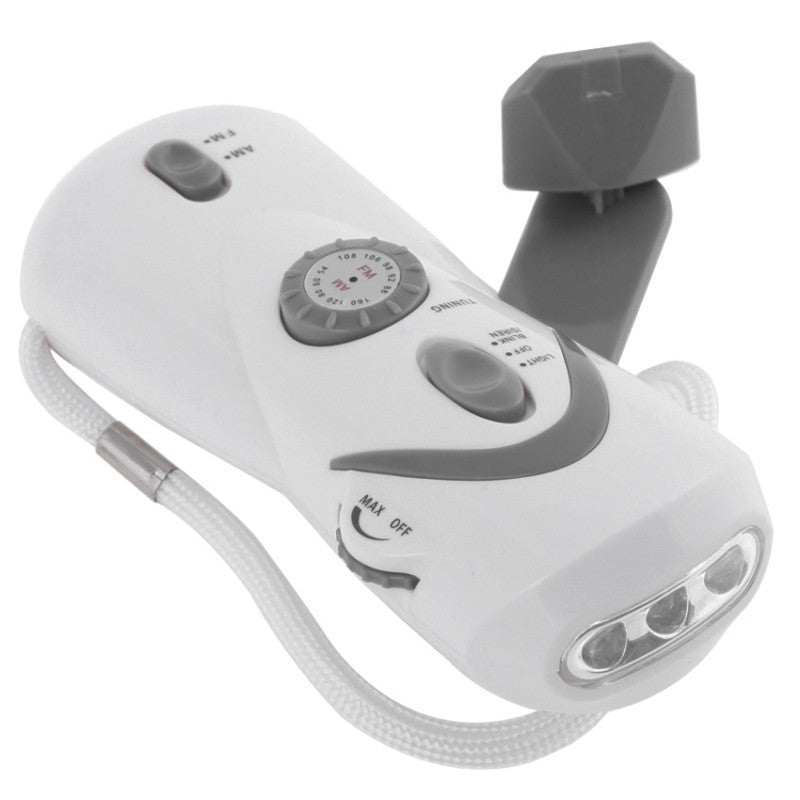 Sandsberg | Tragbare Handkurbel-Akku-Taschenlampe & Radio, mit Blitzalarm, LED-Beleuchtung & Powerbank-Funktion, für Camping, Abenteuer und mehr