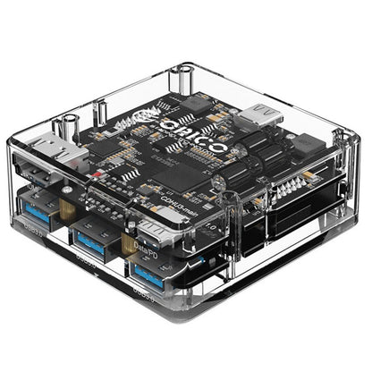 Sandsberg | 4-in-1 transparente Docking-Station, mit HDMI, 3 USB- und Type-C-Ports, für Laptop, Telefon, Zuhause und Büro