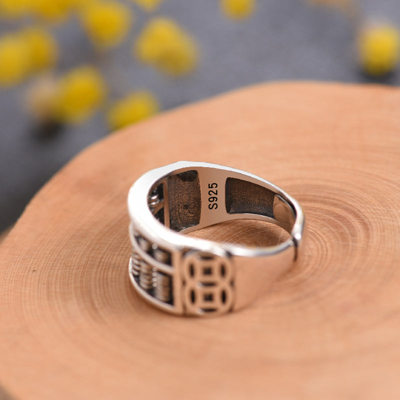 Sandsberg | Vintage Silber Abakus verstellbarer Ring, für Glück & Wohlstand
