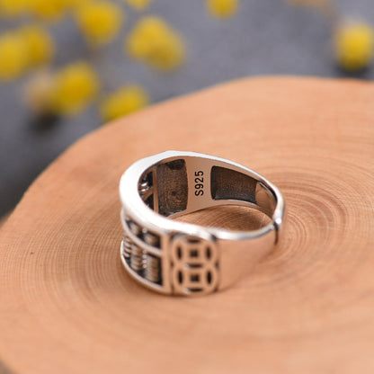 Sandsberg | Vintage Silber Abakus verstellbarer Ring, für Glück & Wohlstand