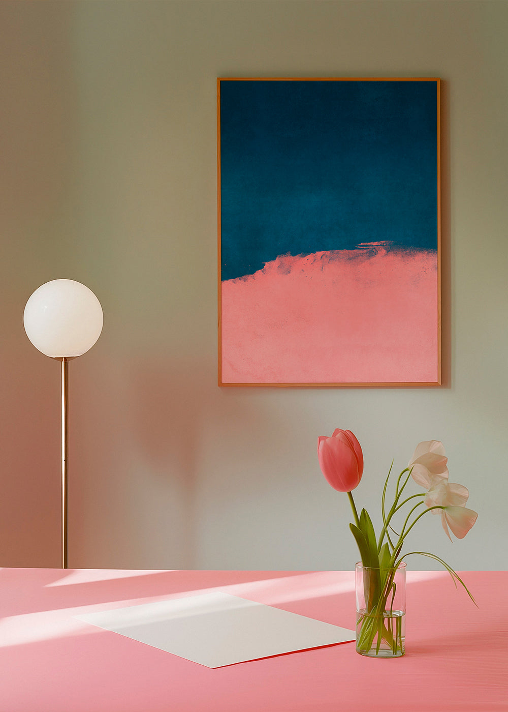 Sandsberg | Minimal Landschaft Pink und Marineblau 01