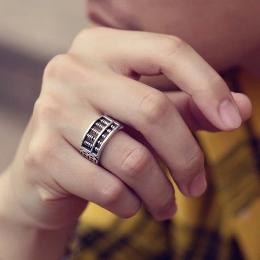 Sandsberg | Vintage Silber Abakus verstellbarer Ring, für Glück & Wohlstand