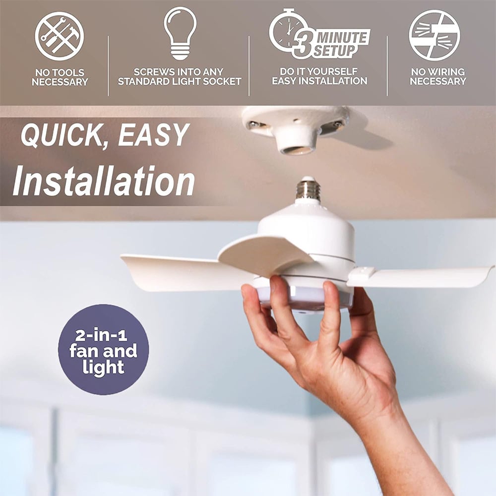 Sandsberg | 2-in-1 LED Deckenventilator Licht mit Fernbedienung, E27/B22 Sockel
