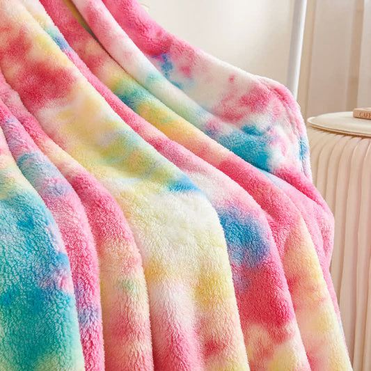 Bunte, warme, flauschige Decke mit Batikmuster