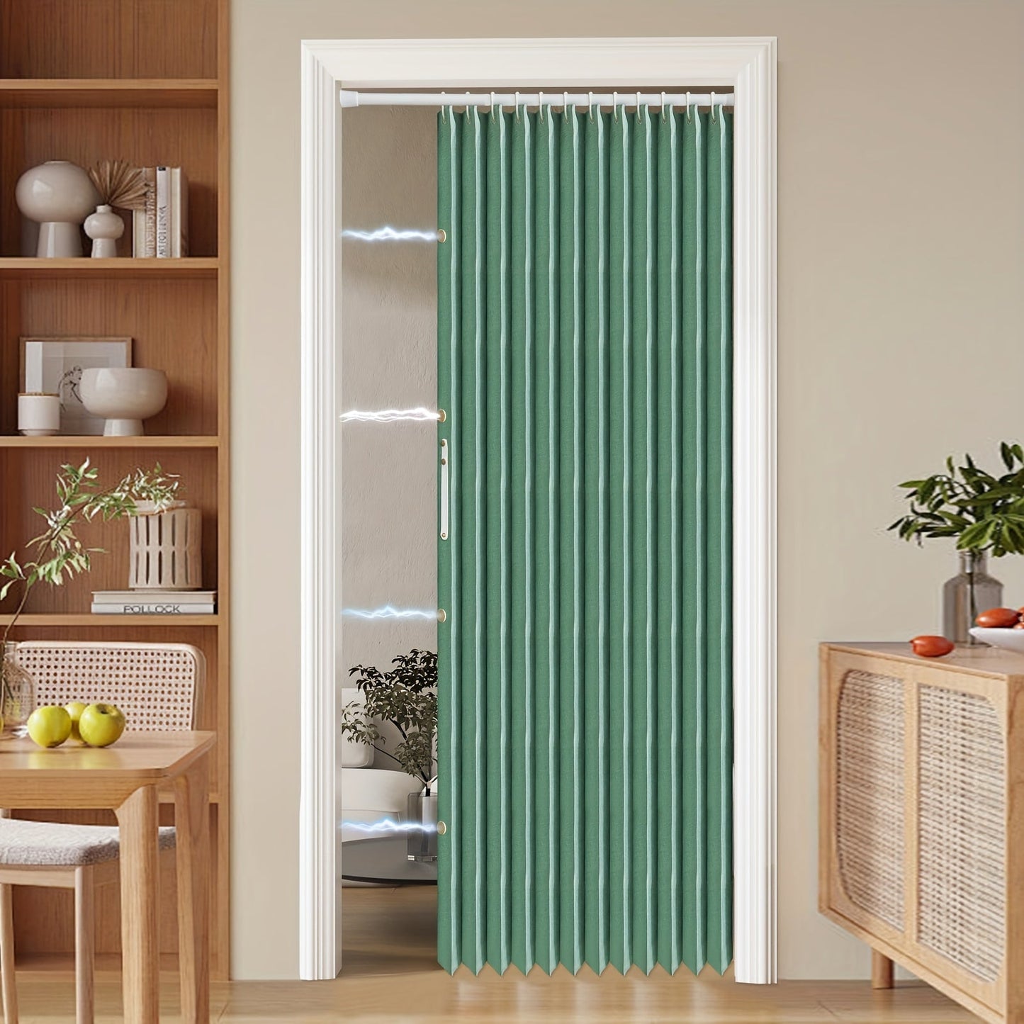 Sandsberg | Bunte magnetische Faltenvorhang – Einfache Dekoration, platzsparender Raumteiler für Zuhause und Geschäft – Lebhaftes künstlerisches Design, maschinenwaschbares Polyester