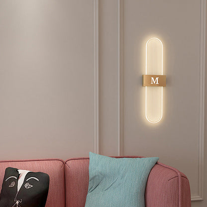 Moderne Luxus Eisen Acrylic Elliptische Streifen Spitz LED Wandleuchte für das Wohnzimmer