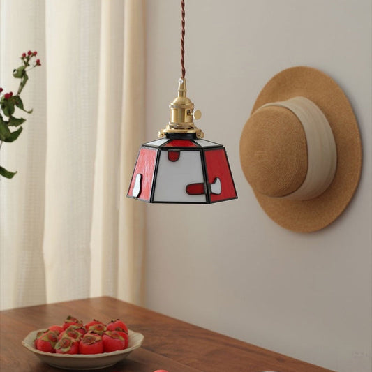 Zeitgenössische kreative Glas Messing Polygon 1-Licht Pendelleuchte für das Esszimmer