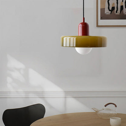 Sandsberg Pendelleuchte aus farbigem Glas | Elegante Hängeleuchte im Bauhaus-Stil | Designlampe für Wohnzimmer & Esszimmer