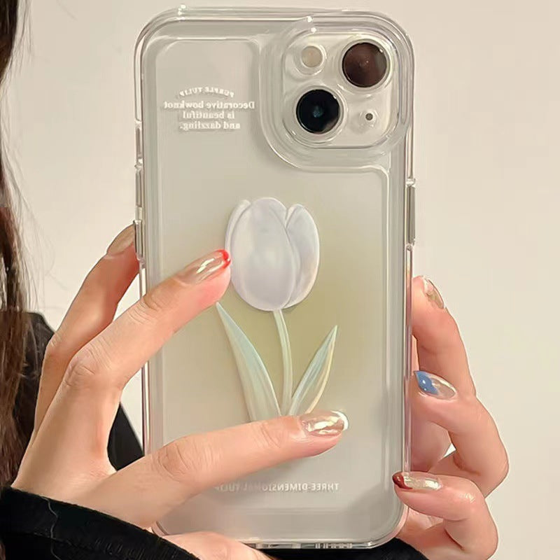 Sandsberg | Mode Tulpenrose Blume Floral Weich Shockproof Kompatibel mit Hülle für iPhone