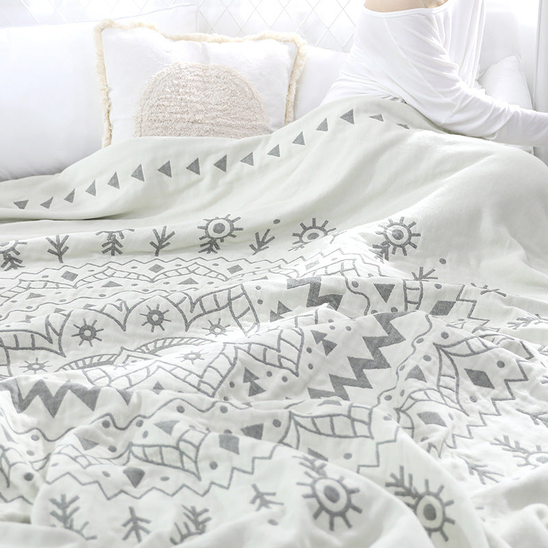Chic Mandala Wendbare Baumwollsteppdecke mit Blumenmuster