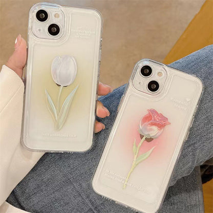 Sandsberg | Mode Tulpenrose Blume Floral Weich Shockproof Kompatibel mit Hülle für iPhone