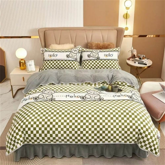 Leicht Luxus Verdickte Milch Fleece Warm Bettlaken Set