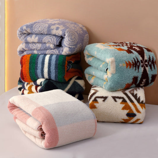 Bohemian Print Mikrofaser Doppel-Layer Sherpa Fleece Decke