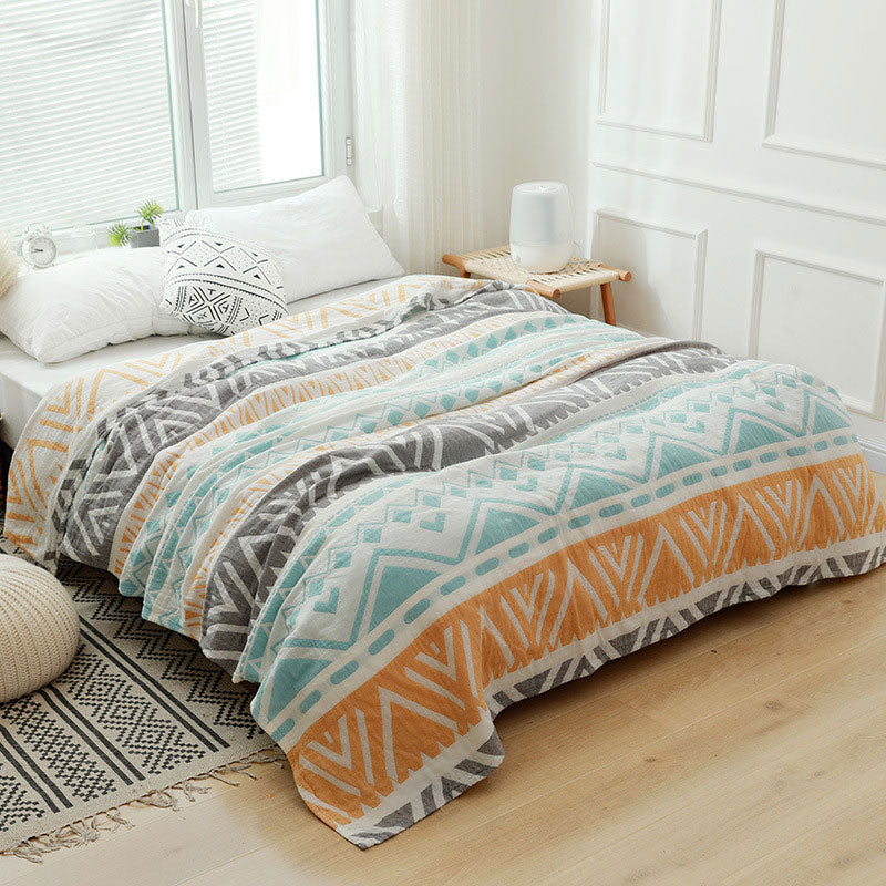 Leichte Bettdecke aus Baumwolle mit Farbblockdesign