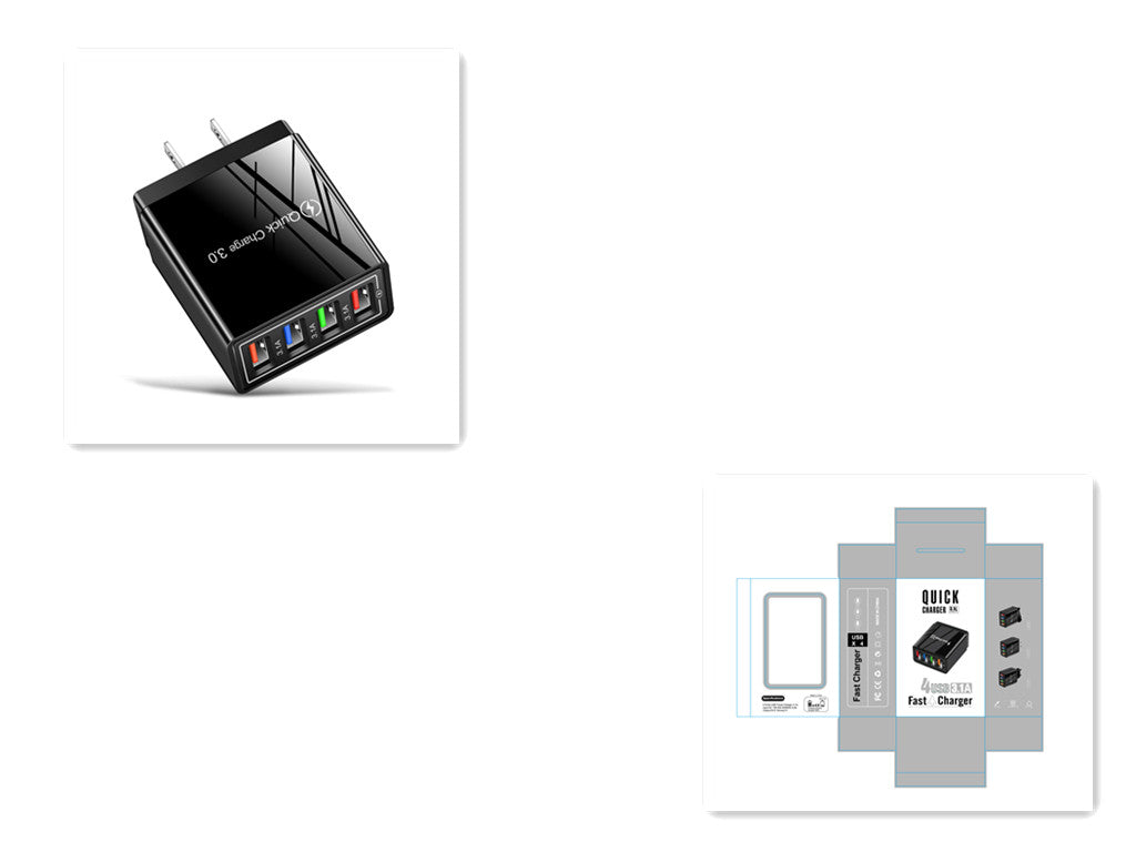 USB-Ladegerät Quick Charge 3.0 4 Telefonadapter für Tablet Tragbares mobiles Wandladegerät Schnellladegerät
