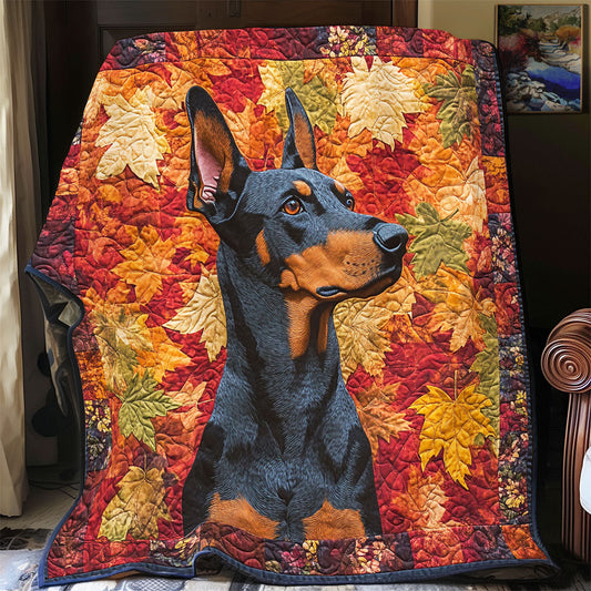 Schwarzer Hund im Herbst Quilt