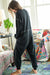 Schwarzer Exponierter Naht Übergroßer Drop Waist Jumpsuit