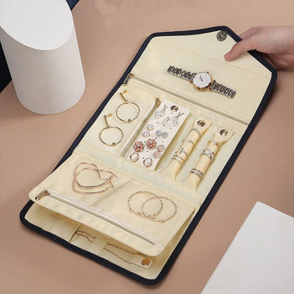 Sandsberg | Faltbare Schmuck-Aufbewahrungstasche, Roll-Up-Organizer-Tasche, für Halsketten, Ohrringe, Armbänder, Ringe, Ketten, Broschen und mehr