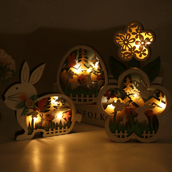 Sandsberg | Oster Holzornamente mit LED Licht Hase Tisch Osterdekorationen