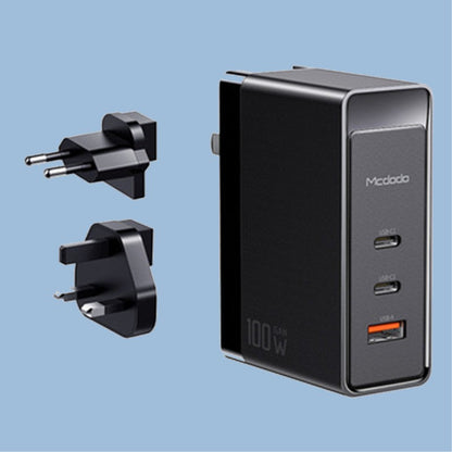 Sandsberg | 3-in-1 100W Wandladegerät, mit US/EU/UK-Steckdosen, 2 Type-C & 1 USB-Anschluss, für Laptop, Telefon, Tablet