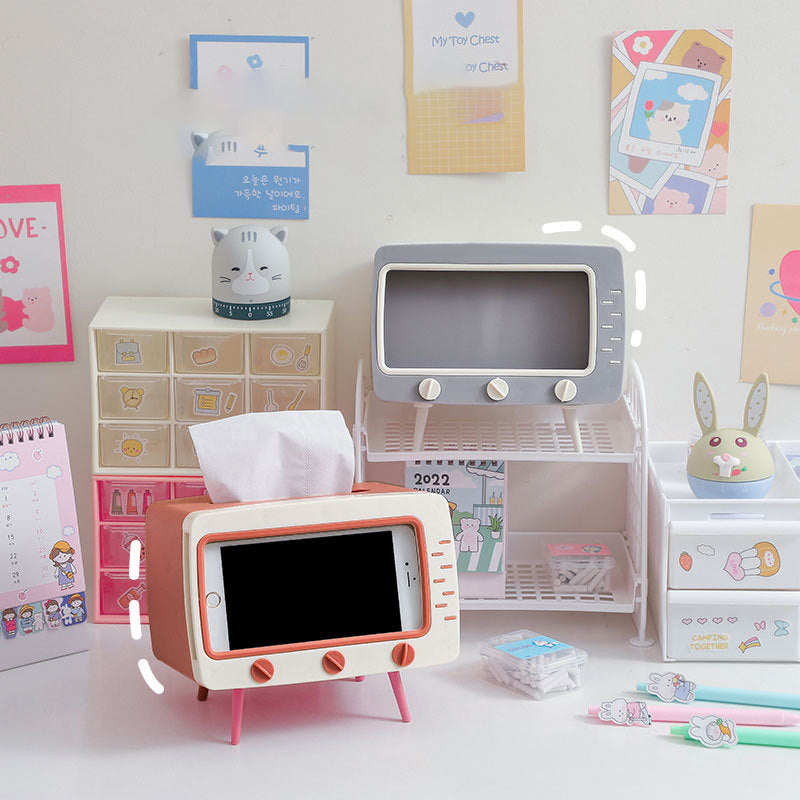 Kreative TV-Serviettenbox mit Handyhalter
