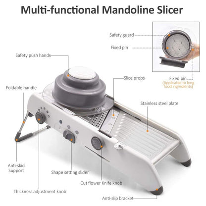 Mandoline Gemüseschneider – Professionelle Reibe mit Einstellbare 304 Edelstahl Klingen
