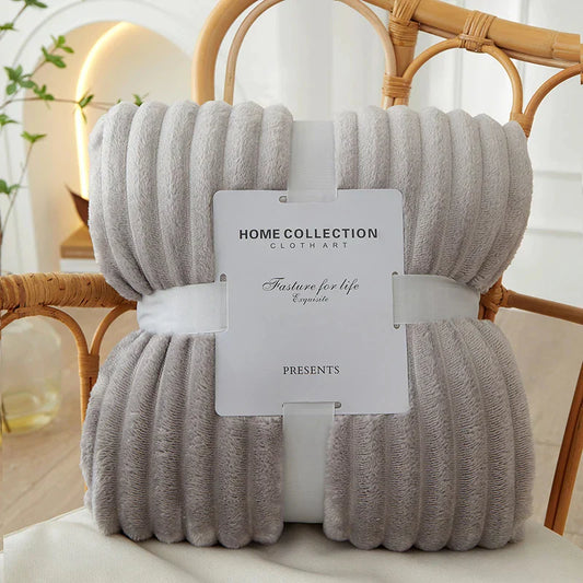Gestreifte Flanell Fleece Decke - CozyStripe