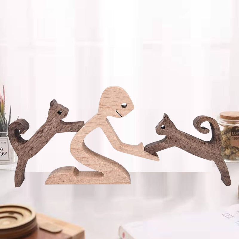 Sandsberg | Geschenk für Tierliebhaber - Holzskulptur Tischornamente - Die Liebe zwischen Ihnen und Ihrem pelzigen Freund