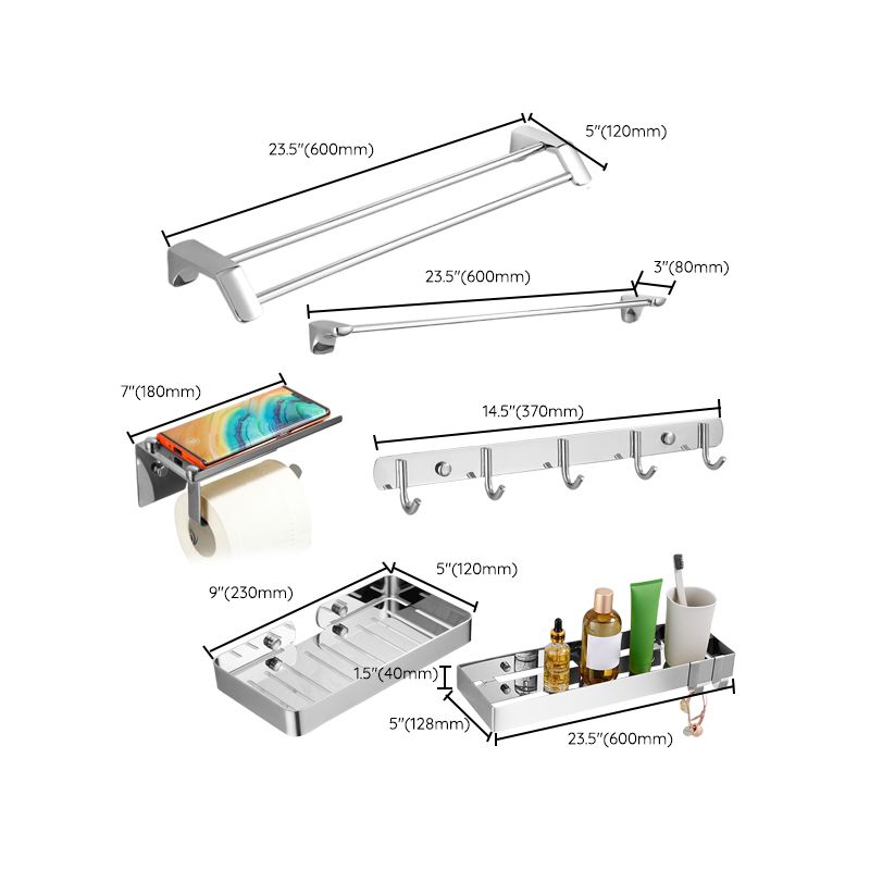 Sandsberg | Silber Badezimmer Zubehör Hardware Set Modernes Badezimmer Zubehör Kit